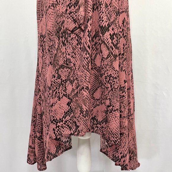 New Vanity Room Snake V-Neck Flutter Sleeve Handkerchief Hem Dress Size Medium - Picture 4 of 16